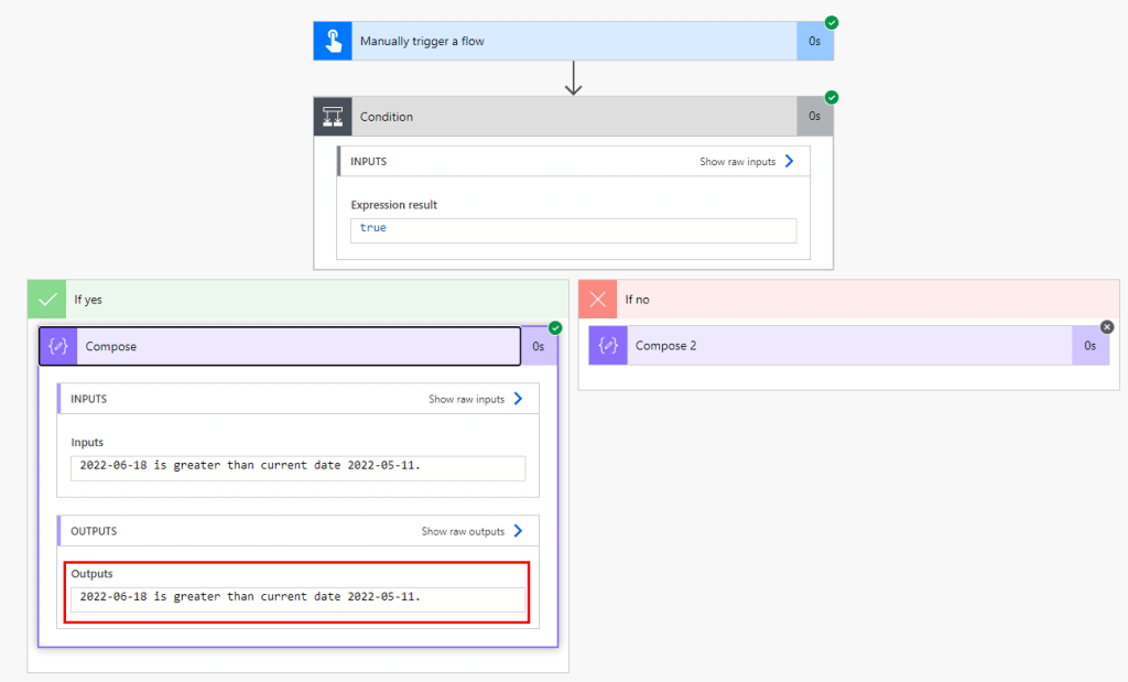 Flow Condition greater than submission date