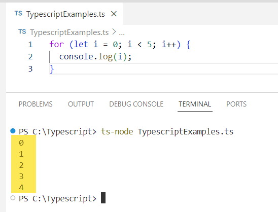 For Loops in TypeScript