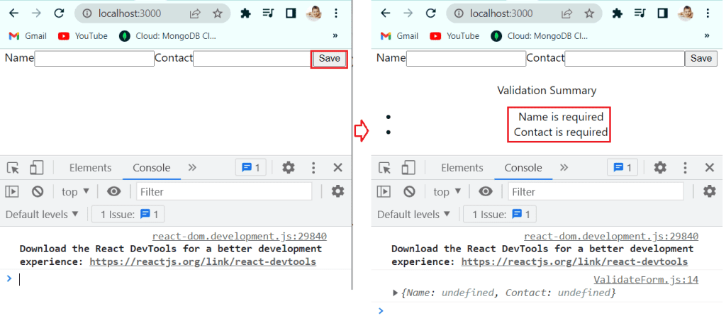 form validation in react js