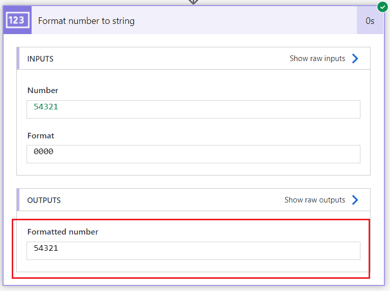 format number to String on Power Automate