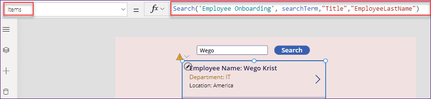 Gallery Search Button in PowerApps