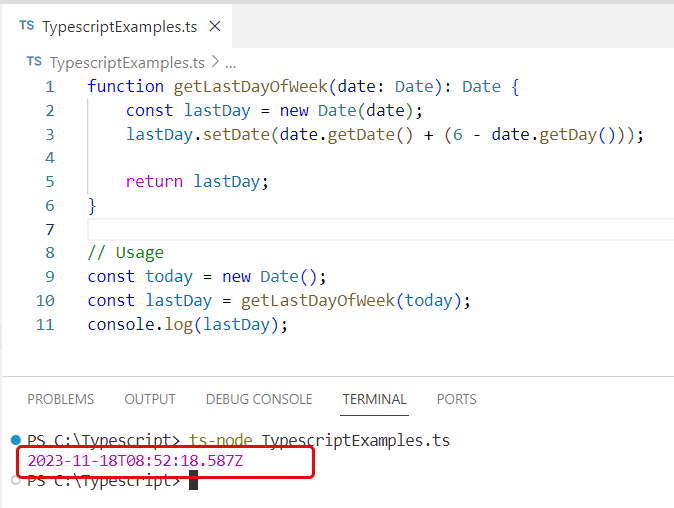 Get Last Day of Week in Typescript