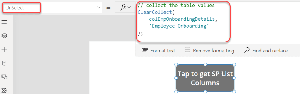 Get Power Apps Collection Column Names from a SharePoint List 