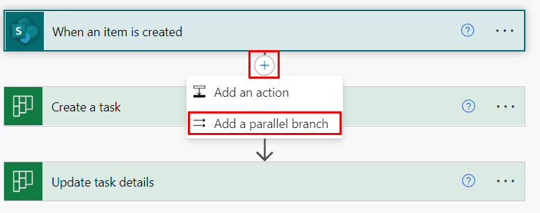 How to add a parallel branch power automate