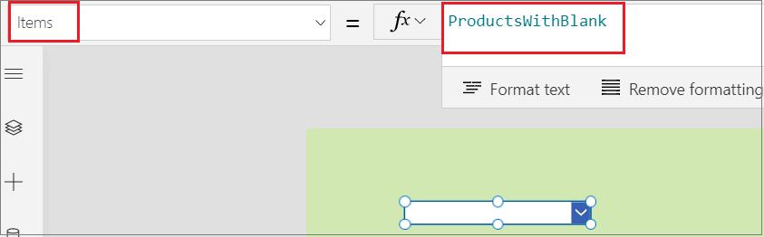 How to add an empty value in PowerApps dropdown control