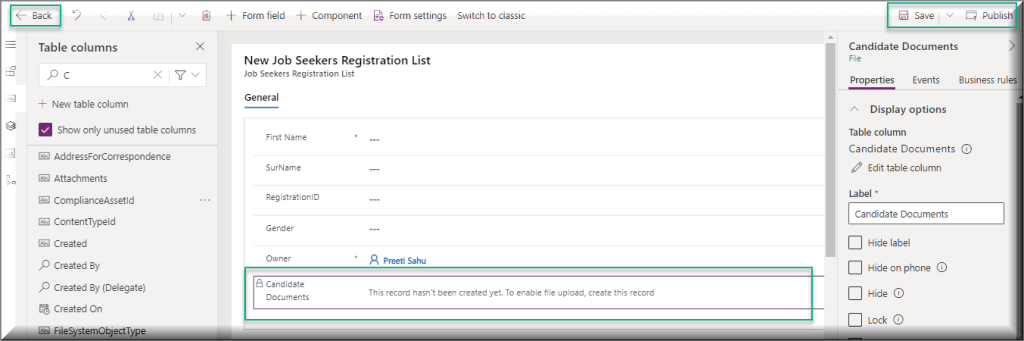 How to add file field to Dataverse Form