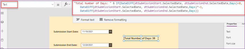 how to calculate days between dates in PowerApps