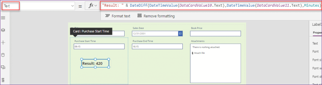 how to calculate time difference in PowerApps