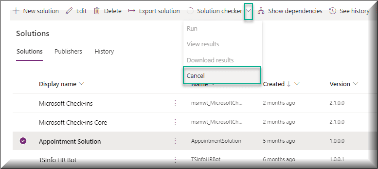 How to Cancel Power Apps Solution Checker