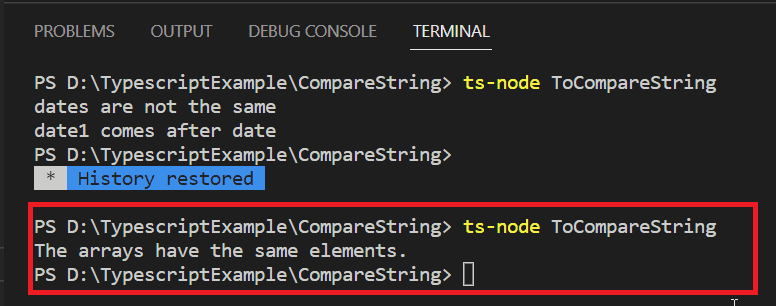 How to compare two strings in typescript if a condition