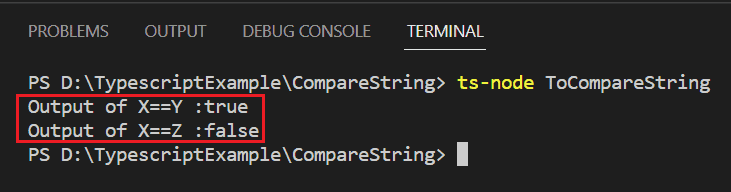 How to Compare two strings in typescript