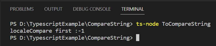 How to Compare two strings using localeCompare in typescript