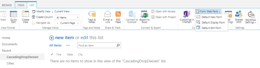 cascading dropdown in sharepoint list form