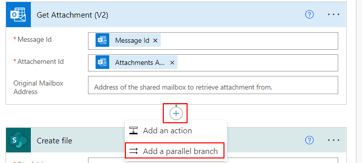 How to create a parallel branch on flow