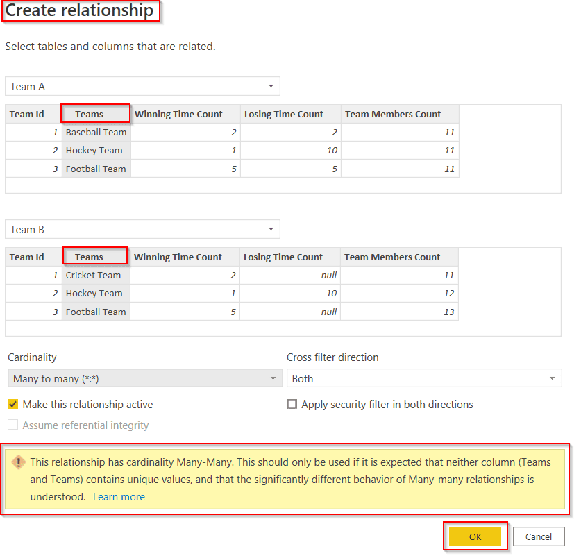 How to create a relationship in power bi without unique values