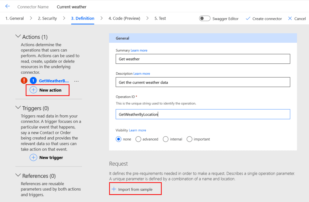 how to create custom connector using API