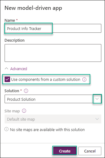 How to create model-driven app in dataverse solution