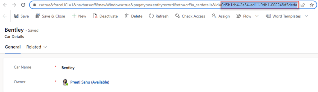 How to find Row ID from Dataverse table