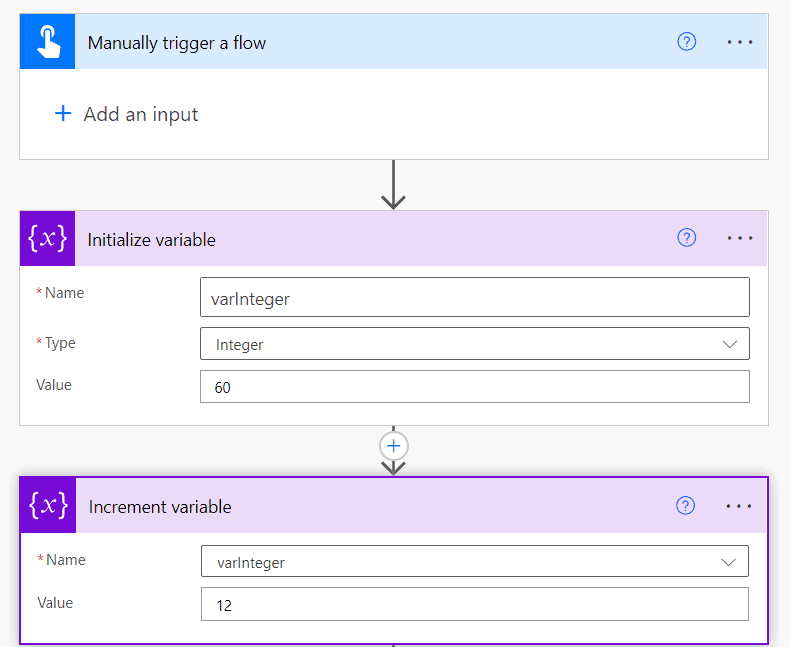 increment variable in power automate