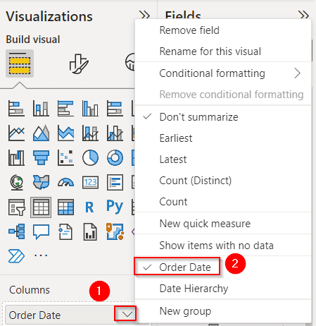 How to remove Date Hierarchy in Power BI example