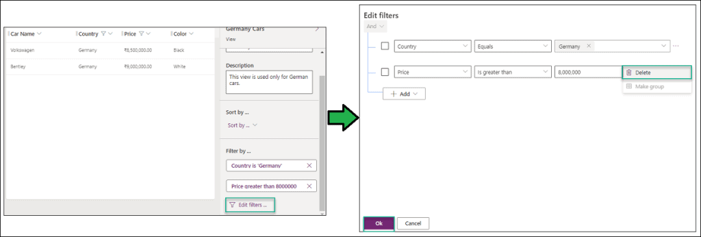 How to Remove filters from Dataverse View