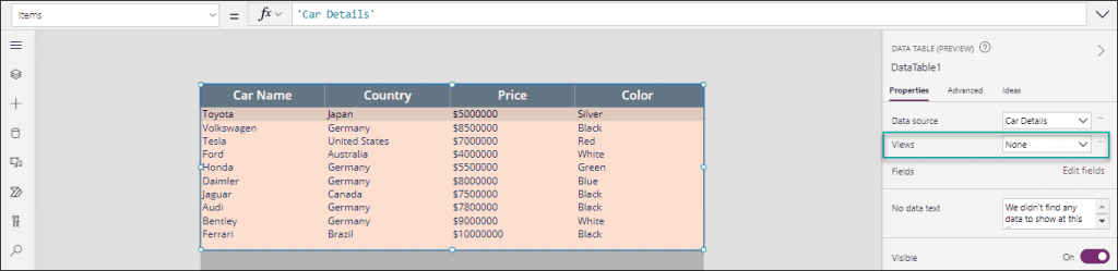 How to use Dataverse View in PowerApps