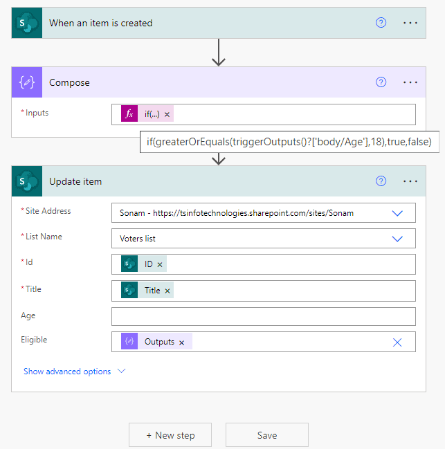 IF expression dynamic content using Power Automate