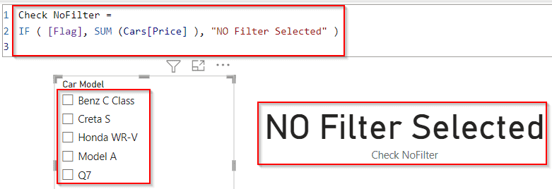 If no filter is selected Power BI DAX example