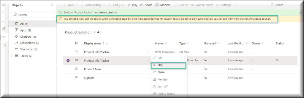 Import Dataverse solution