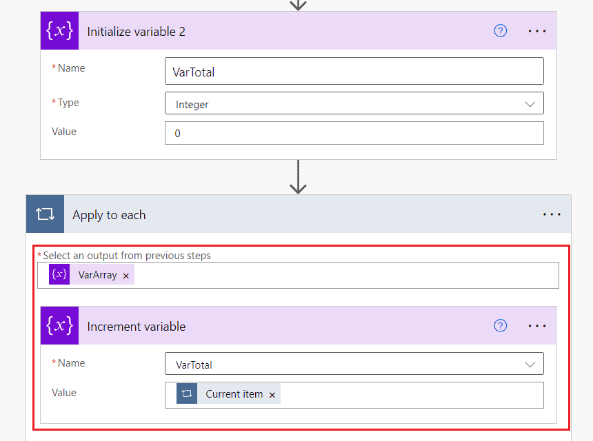 power automate increment variable in apply to each