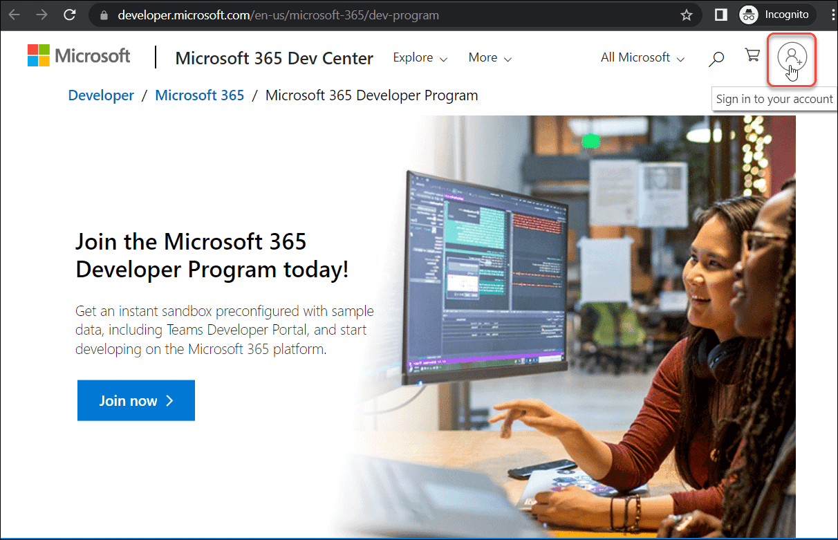 Join the microsoft 365 developer program