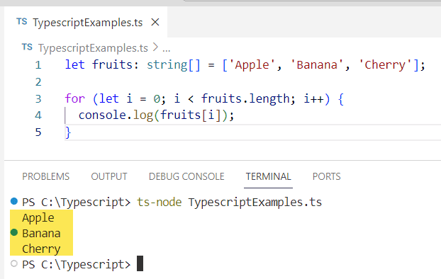 Loop Through Array in Typescript