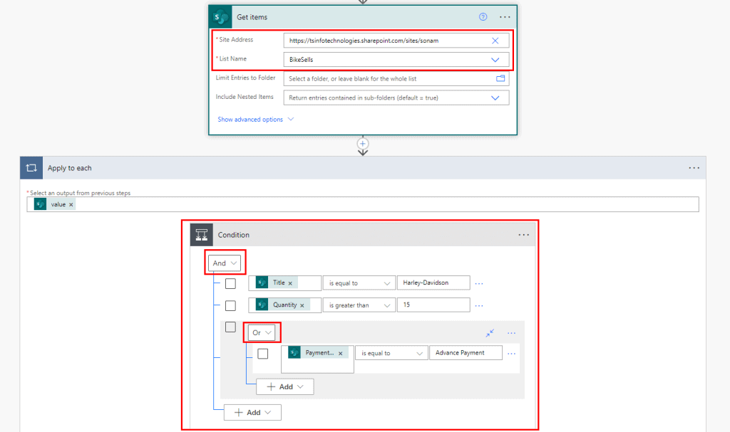 Microsoft power automate multiple conditions and or