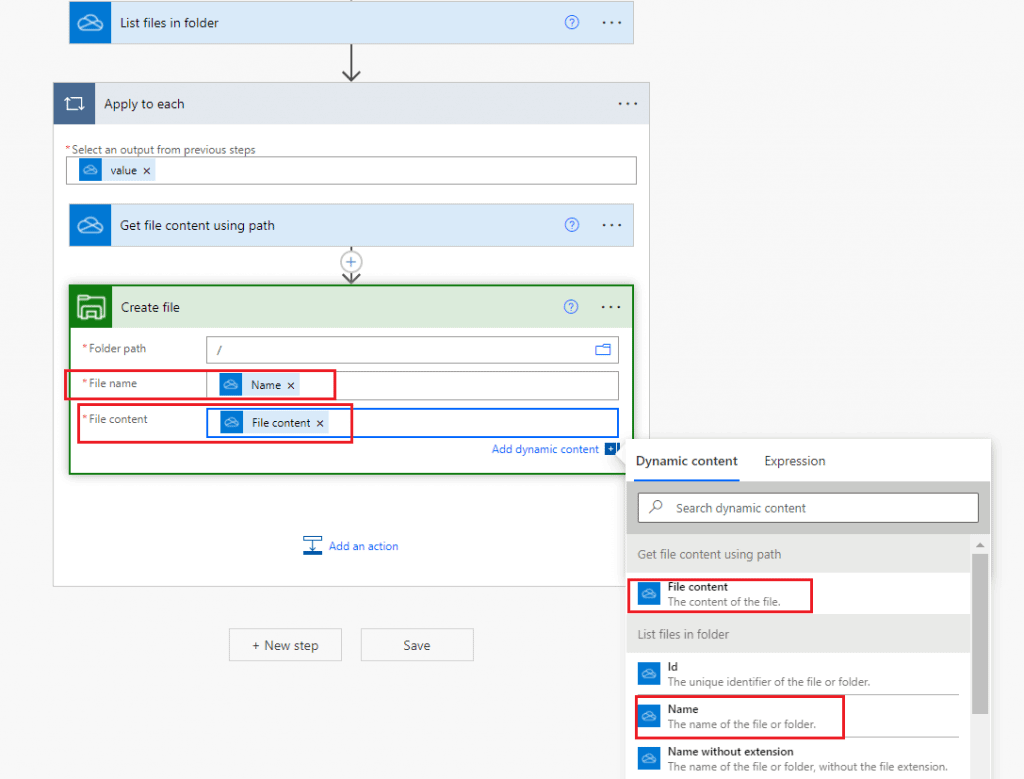 Microsoft floe copy file from OneDrive to network drive