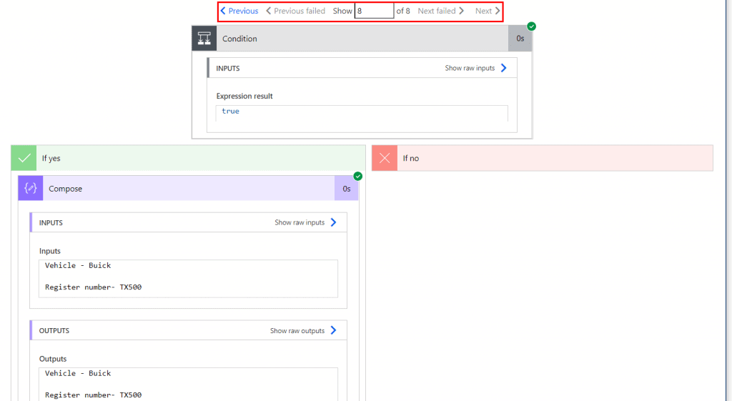 Microsoft flow conditions contains multiple values