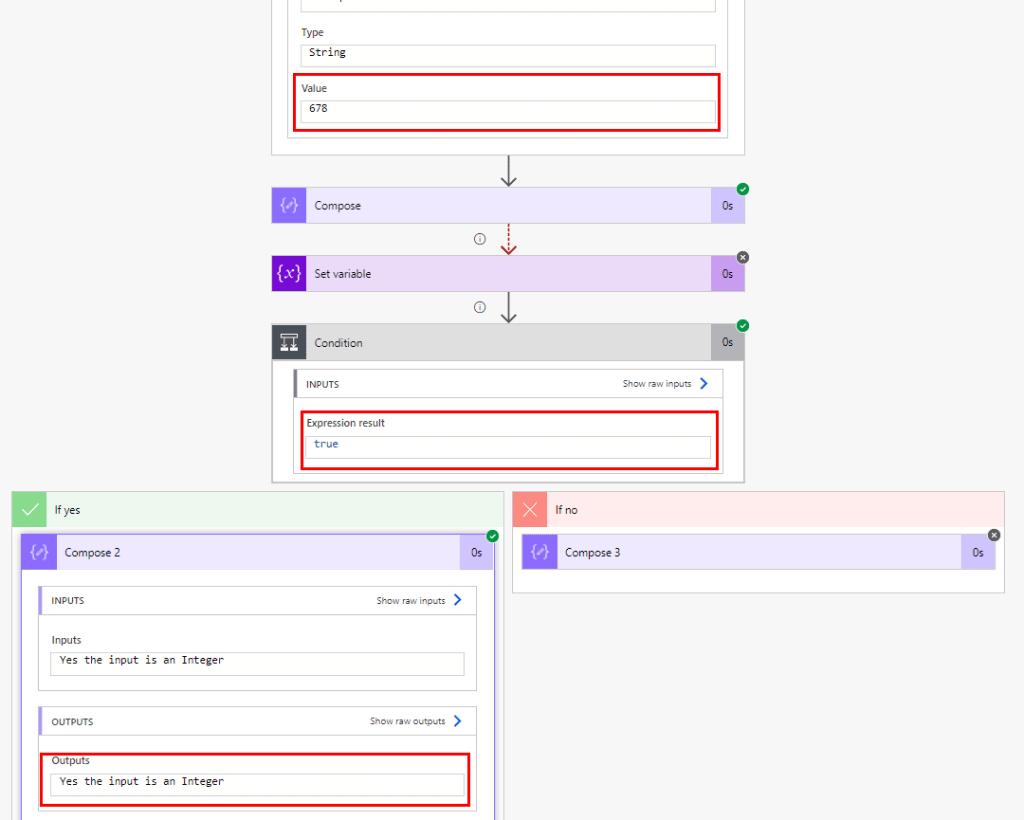 Microsoft Flow How to determine a string is numeric