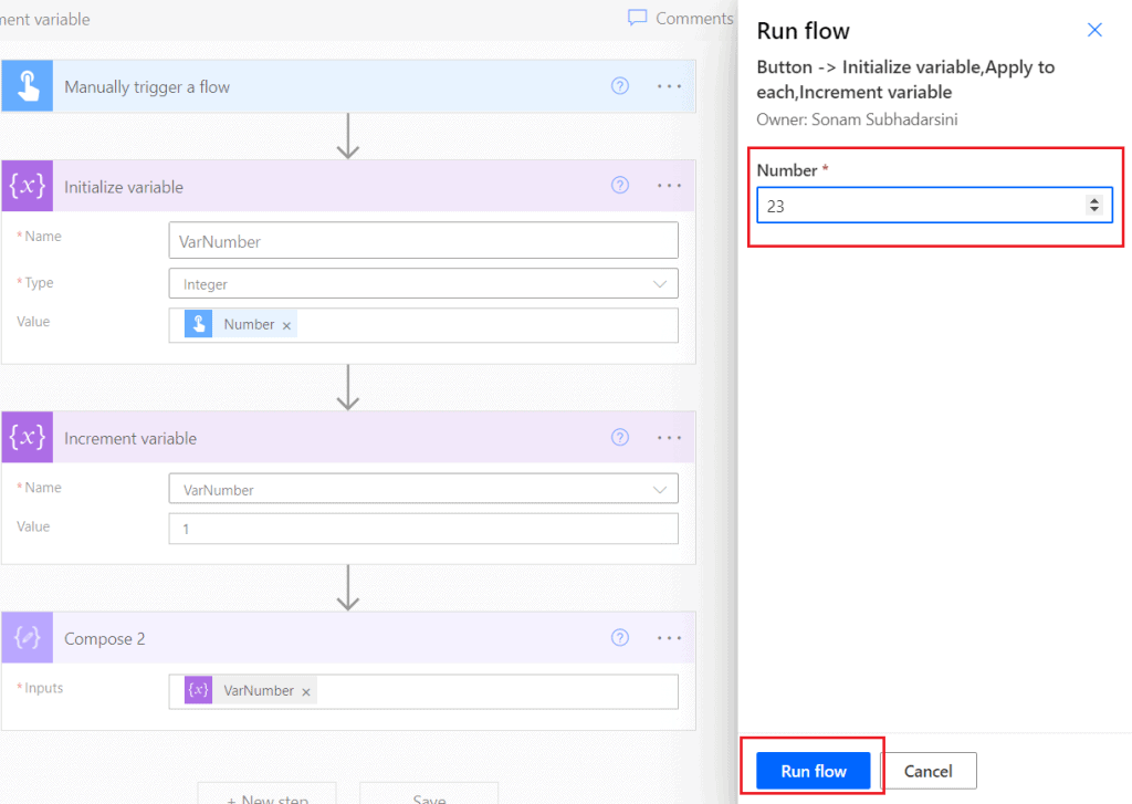 power automate increment variable by 1