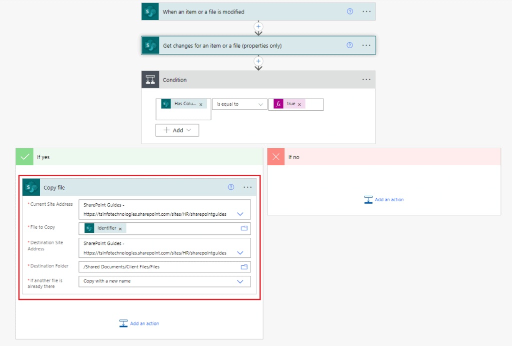 Microsoft flow to copy file when modified