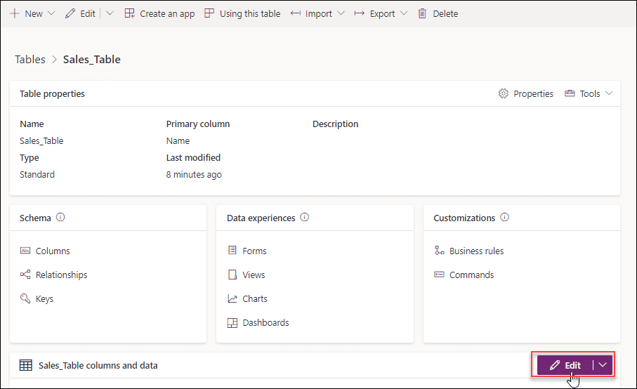 Move excel data to dataverse table