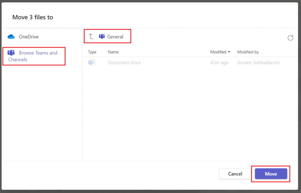 Move files from OneDrive to the Microsoft Team