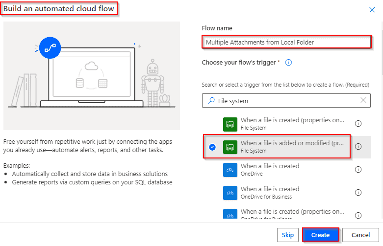 Multiple Attachments from Local Folder using flow