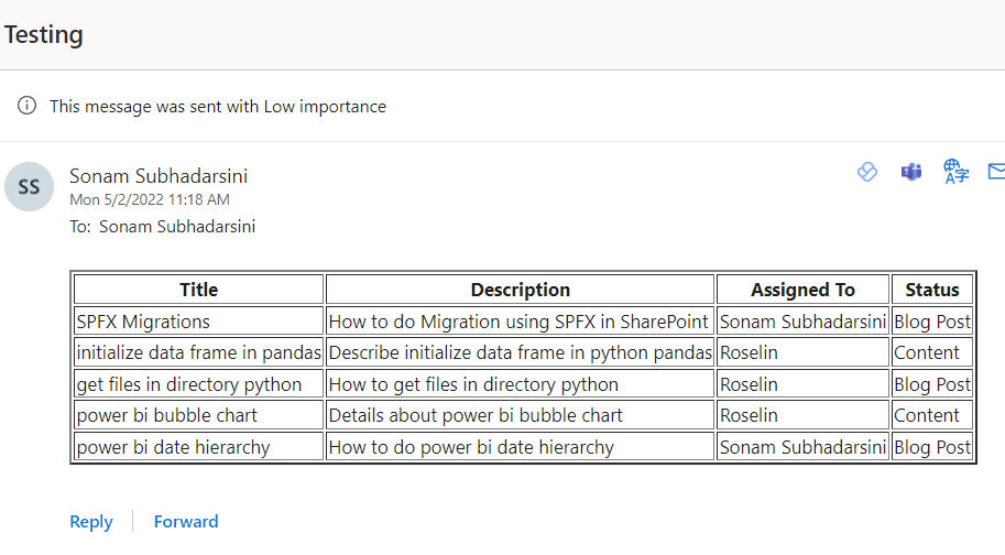 multiple condition html table using power automate