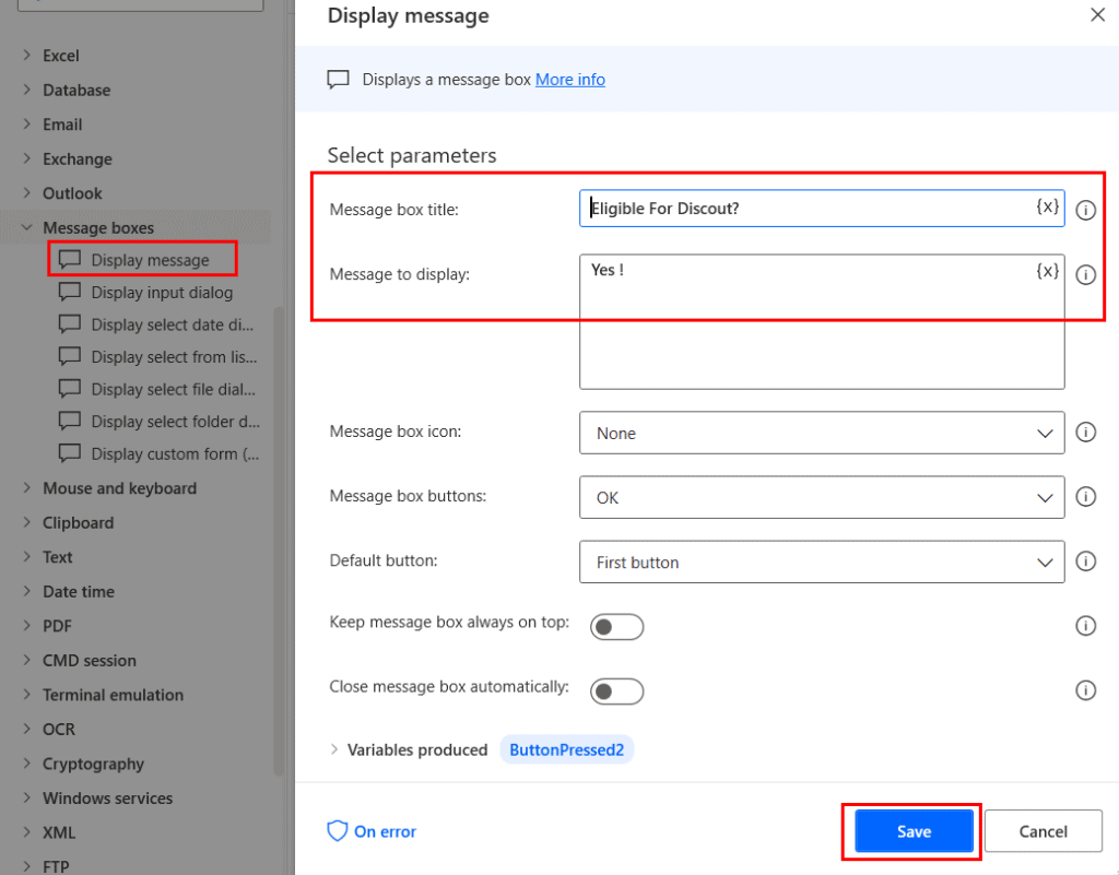 Multiple conditions with contains in power automate desktop