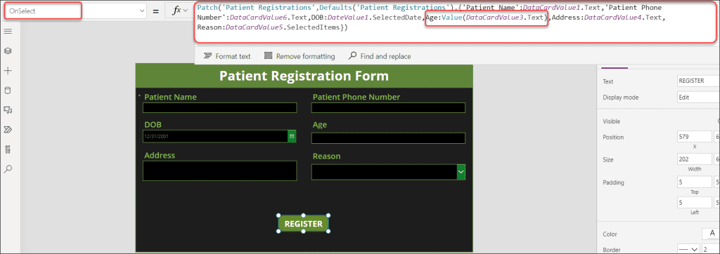 Patch Dataverse Number Field using Power Apps