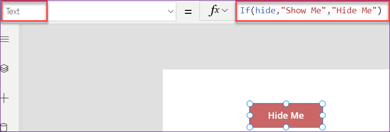 how to change button text in powerapps