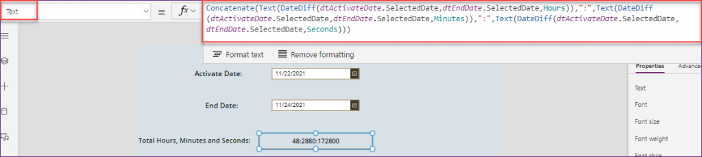 Power Apps calculate days between date