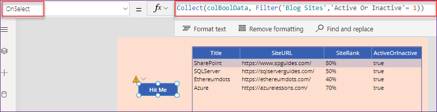 power apps collection sharepoint list column filter