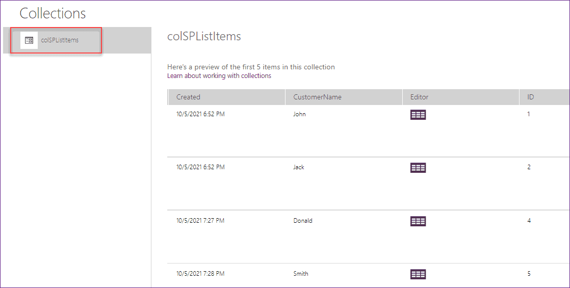 Create Collection from SharePoint List in PowerApps