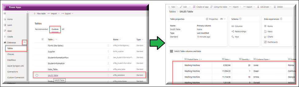 Power Apps create Dataflow from Excel