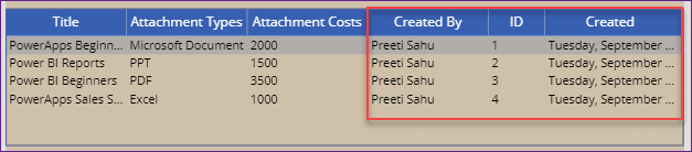 Power Apps data table add custom column